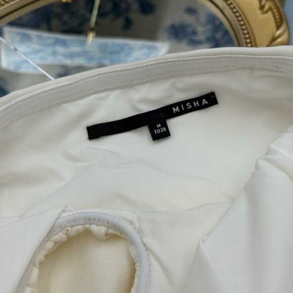 🆕 MISHA COLLECTION 🧿 NWOT The 'Alusia' Stretch Twill Maxi Dress, Ivory - Sz M - Picture 14 of 16
